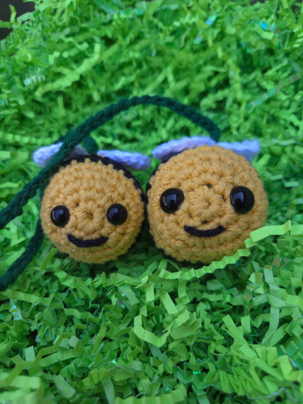 Crochet Bee Car Decor – Handmade Plush Rearview Mirror Charm